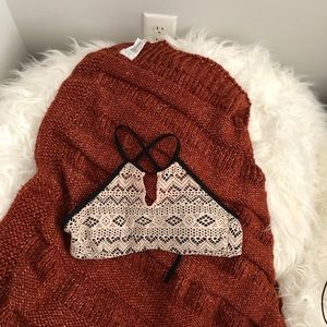 black&white patterned mesh swim top